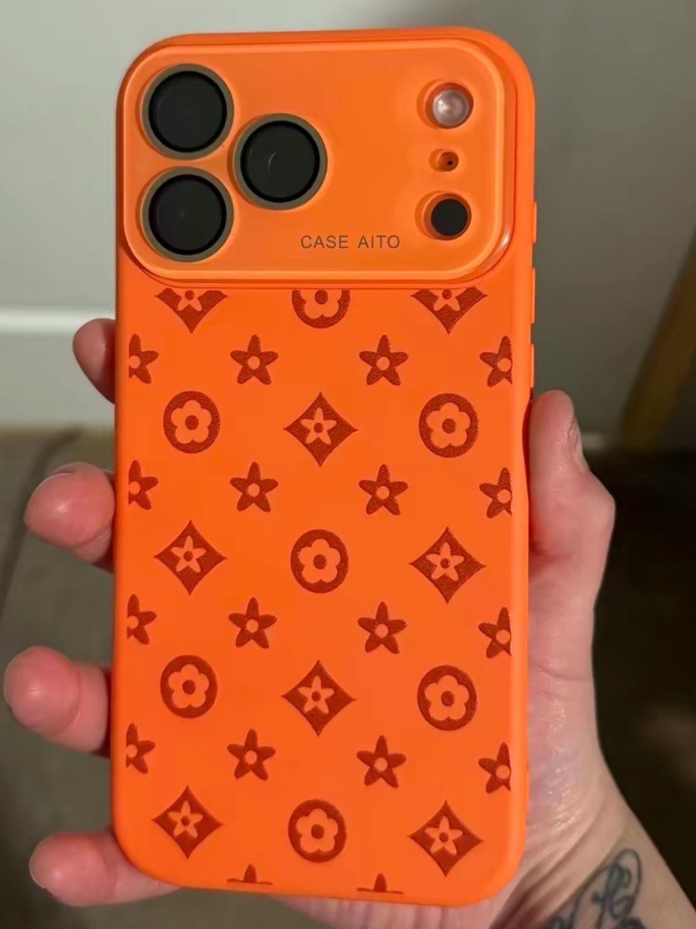 iPhone 17 Pro Max Orange Dopamine Case | Soft Silicone Monogram Style 🧡 - Picture 7 of 7